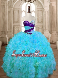 Unique Baby Blue Quinceanera Dress with Beading and Ruffles