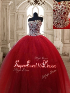 Hot Sale Beaded Bodice Sweet 16 Dress in Wine Red