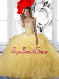 Elegant Sweet 16 Yellow Quinceanera Dresses with Beading for Summer