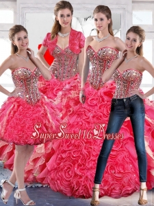 Luxurious Beaded Sweet 16 Quinceanera Dress with Hand Made Flowers for Fall