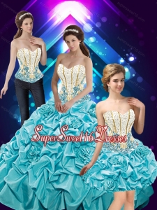 Top Seller Hand Made Flowers and Beaded Quinceanera Dresses with Pick Ups for Fall