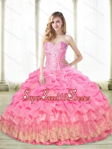 New Style Beaded Sweet 16 Dresses with Appliques for Summer