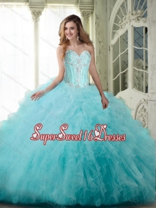Popular Ball Gown Sweetheart Sweet Fifteen Dresses with Beading and Ruffles for Fall