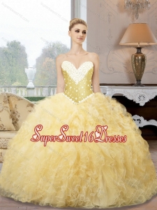 Modest Sweetheart Sweet Fifteen Dresses with Beading and Ruffles for Fall