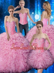 Sturning Sweetheart Beaded and Ruffles Sweet Fifteen Dresses for 2015 for Fall
