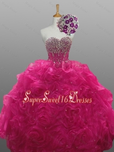 Beading and Rolling Flowers Sweetheart Quinceanera Dresses for 2015