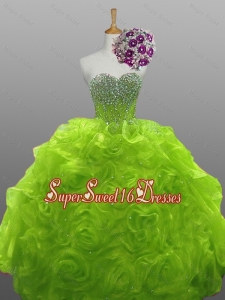 2015 Sweet Rolling Flowers Quinceanera Gowns in Organza