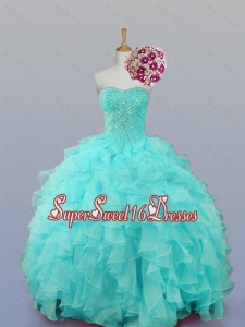 2015 Sweetheart Quinceanera Dresses with Beading and Ruffles