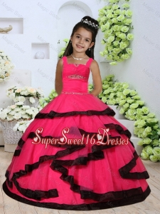 2016 Summer Popular Straps Beading Little Girl Dress with Layers and Ruching