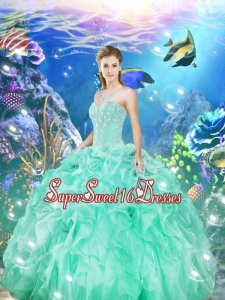 Fashionable 2016 Fall Beaded and Ruffles Quinceanera Dresses in Apple Green