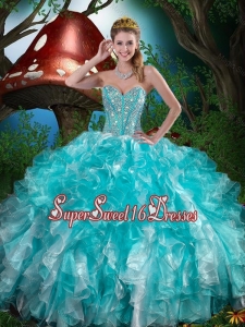 2016 Summer Popular Quinceanera Dresses with Beading and Ruffles