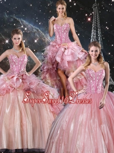 2016 Winter Perfect Ball Gown Beaded Tulle Detachable Sweet 16 Dresses with Belt