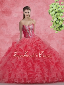 New Style Strapless Beaded and Ruffles Quinceanera Dresses for 2016 Summer
