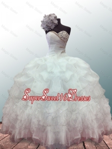 2016 New Style Sweetheart Ball Gown White Quinceanera Dresses with Beading and Ruffles