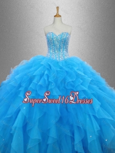 Latest Beaded Organza Quinceanera Dresses with Ruffles