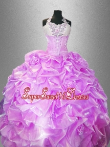 Latest Hand Made Flowers Quinceanera Dresses with Halter Top