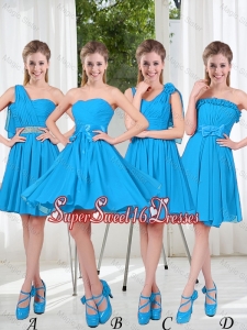 Exclusive 2016 Dama Dresses with Ruching in Blue