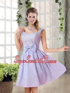 2015 Fall A Line Straps Lace Quinceanera Dama Dresses in Lavender