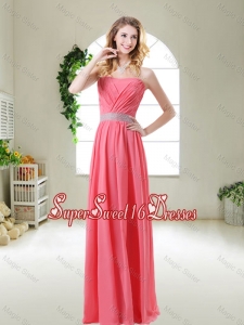 Elegant Strapless Quinceanera Dama Dresses in Watermelon Red