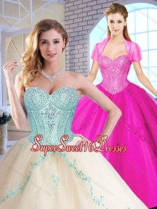 2016 Elegant Sweetheart Quinceanera Dresses with Appliques and Sequins