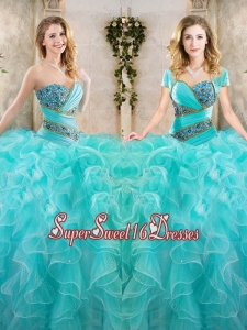 2016 New Arrivals Beading Aqua Blue Quinceanera Gowns with Sweetheart