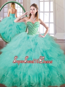 2016 New Style Sweetheart Beading and Ruffles Quinceanera Gowns