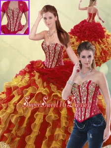 2016 Luxurious Beading and Ruffles Quinceanera Dresses in Multi Color