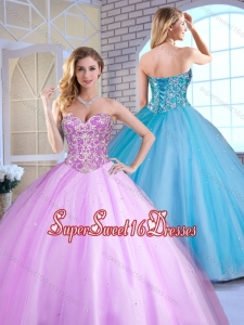 Cheap Ball Gown Beading Sweet Fifteen Dresses with Sweetheart