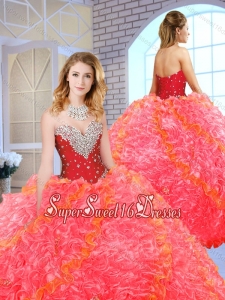 Sweet Fifteen Quinceanera Gowns with Beading and Ruffles