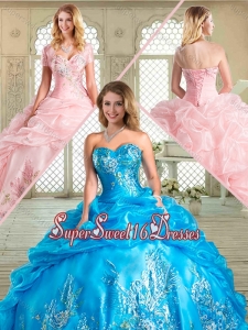 Gorgeous Floor Length Sweet 16 Gowns with Appliques and Pick Ups