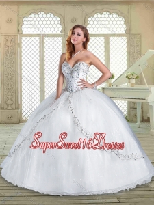 Perfect Sweetheart Beading White Quinceanera Gowns