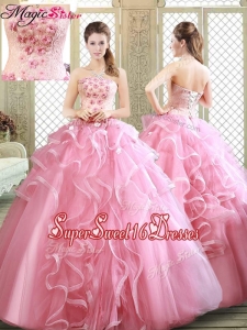Lovely Strapless Quinceanera Dresses with Appliques and Ruffles