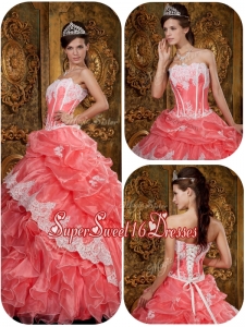 Exclusive Waltermelon Quinceanera Gowns with Appliques and Ruffles