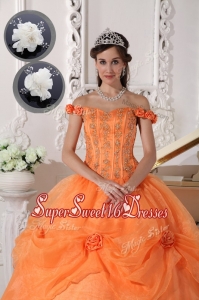 Fashionable Off The Shoulder Quinceanera Dresses in Orange