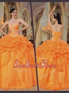 Hot Sale Orange Red Sweetheart Quinceanera Gowns with Appliques