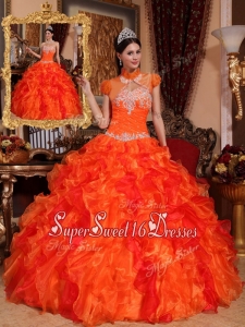 2016 Latest Appliques and Beading Quinceanera Dresses in Orange