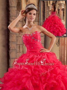 Pretty Sweetheart Ruffles Quinceanera Dresses in Red