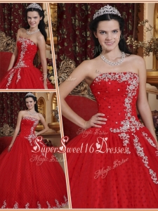 Fall Pretty Red Ball Gown Strapless Quinceanera Dresses