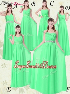 The Most Popular Empire Floor Length Quinceanera Dama Dresses with Ruching and Belt for 2016 Summer