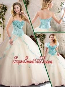 2016 Fashionable Champagne Quinceanera Dresses with Appliques
