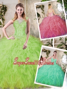 2016 Modern Ball Gown Quinceanera Dresses with Appliques and Ruffles