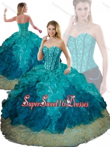 Elegant Beading and Ruffles Ball Gown Detachable Quinceanera Dresses