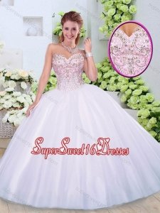 2016 Luxurious Sweetheart Beading Quinceanera Dresses in White