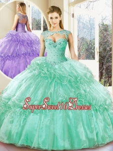 Popular Turquoise Sweetheart Sweet Sixteen Dresses with Beading