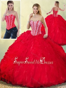 Simple Sweetheart Beading Sweet Sixteen Dresses with Ruffles