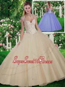 Perfect Straps Beading Quinceanera Gowns for 2016