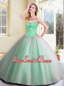 2016 Cheap Ball Gown Beading Quinceanera Dresses in Apple Green