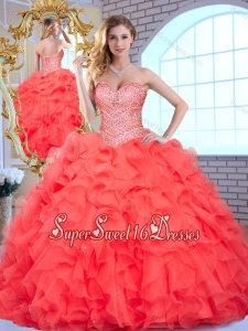 2016 Cheap Sweetheart Quinceanera Dresses with Beading and Ruffles