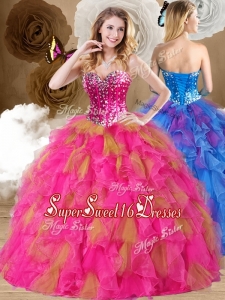 2016 Lovely Ball Gown Sweetheart Ruffles Quinceanera Dresses in Multi Color