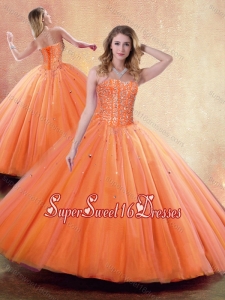 2016 Pretty Ball Gown Sweetheart Orange 15th Birthday Party Dresses with Beading